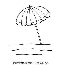 Black and white beach umbrella with waves