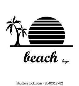 
schwarz-weißes Strandvektor-Logo