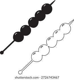 Black and white beads on a string isolated on transparent background