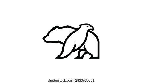 Black and white bear and eagle emblem illustration