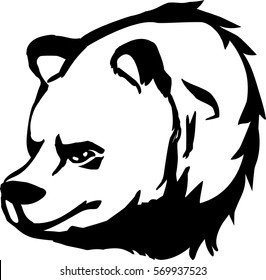 black and white bear head vector illustration. Bearhead logo.