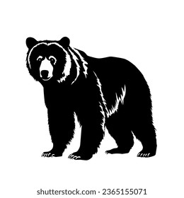 black and white bear illustration design on a white background