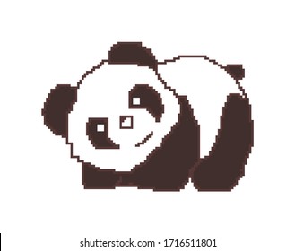 black white bear panda pixel art