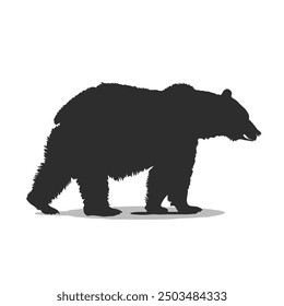 Black and white Bear silhouette flat vector illustration