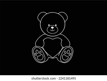 black white bear vector design hand drawn