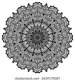 Black and white beautiful mandala design. Beautiful mandala design for coloring book, lace, swirl, henna, tattoo, logo, frame, card, pattern, background and  wallpaper.