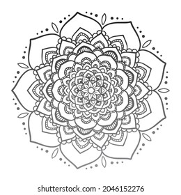 Black and white beautiful Round gradient mandala on white isolated background. Vector boho mandala in green and pink colors. Mandala with floral patterns. Yoga template