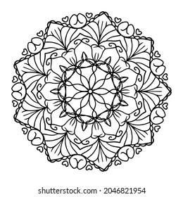 blanco y negro hermoso Mandala de gradiente redondeado sobre fondo blanco aislado. Vector boho mandala en colores verde y rosa. Mandala con motivos florales. Plantilla de yoga