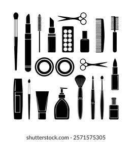 Black and white beauty and grooming tools for branding and marketing.