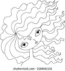 black and white Beauty Hair Pattern Design vector drawing	