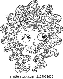 black and white Beauty Hair Pattern Design vector drawing