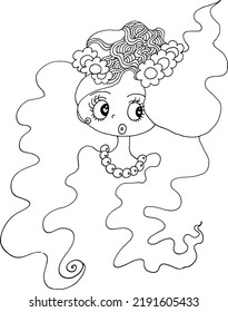 black and white Beauty Hair Pattern Design vector drawing	