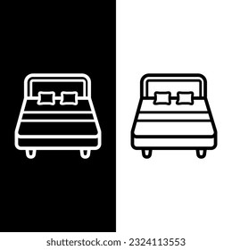 black and white bed icon vector logo template