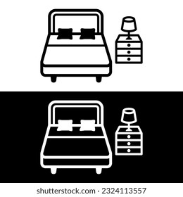 black and white bed icon vector logo template