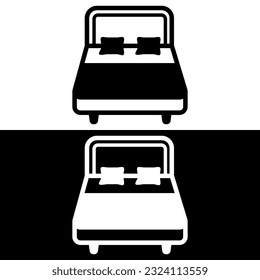black and white bed icon vector logo template