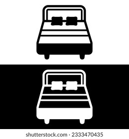 black and white bed icon vector logo template
