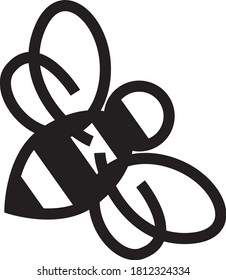 Black and white Bee icon