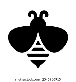 Black and white bee icon, ideal for nature, insect, or environment themes.