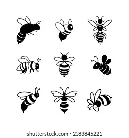 Ilustraciones de abejas blancas y negras
