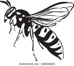 Black and white bee pictogram. An element for a website, poster, tattoo. illustration or postcard. Calligraphic logo. EPS 10. Sticker. Isolated outline. Coloring book set

