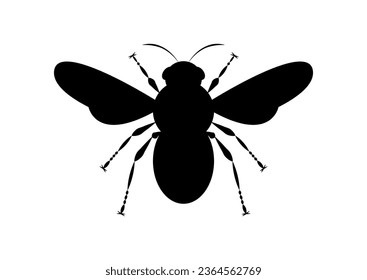 Silhouette de abejas blancas y negras en un vector de estilo plano