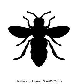 Black and white bee silhouette vector art illustration. Simple vector bee silhouettes isolated on white background