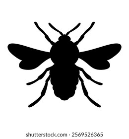 Black and white bee silhouette vector art illustration. Simple vector bee silhouettes isolated on white background