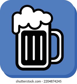 BLACK WHITE BEER OCTOBERFEST ICON IN BLUE BACKGROUND