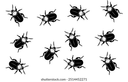 Black and white Beetle pattern perfect for illustration, pattern or children-theme Project.