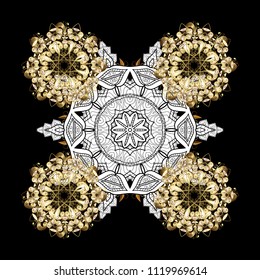 A black, white and beige colors with snowflakes. Vector christmas abstract colorful background with cute snowflake. Vector illustration.