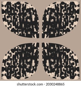 Black, white and beige structured and textured design, brush painted. Interesting monochrome seamless repeatable pattern.
