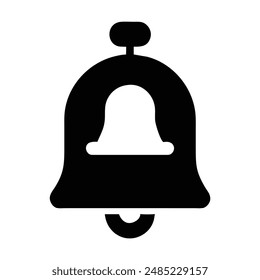 Black and white bell icon. Vector illustration