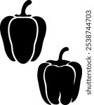 Black and White Bell Pepper Silhouettes, Ideal for Food Icons, Recipe Designs, Organic Product Packaging, Culinary Graphics,Vegetable Illustrations, Kitchen Decor, Wall Art, and Natural Themed Artwo