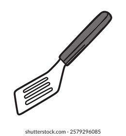 black and white bent spatula picture wooden handle