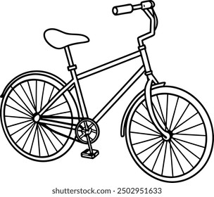 Ilustración de arte de línea de bicicleta en blanco y negro para colorear