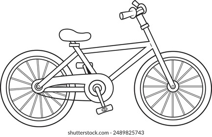 Bicicleta en blanco y negro, Ilustración vectorial.	