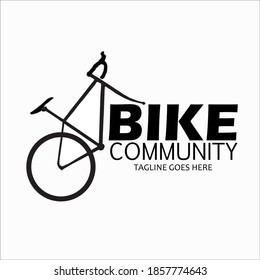 Black and White Bike Community Logo Template