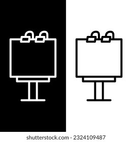 black and white billboard advertising icon vector logo template