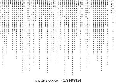 Black and White Binary Background. Code One and Zero Pattern. Abstract Texture. Vector illustration