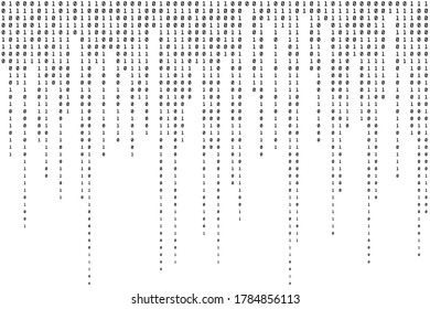 Black and White Binary Background. Digital Code Backdrop. Computer Pattern. Vector illustration