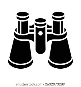 Schwarz-weißes Fernglas, Vektorgrafik-Symbol für Beobachtungs- und Explorationskonzepte