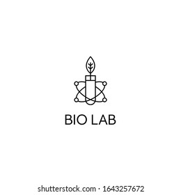 Black and white bio lab logo with monoline style