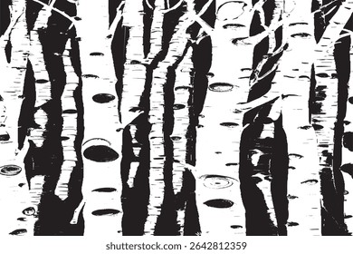 Black and White Birch Tree Forest Pattern