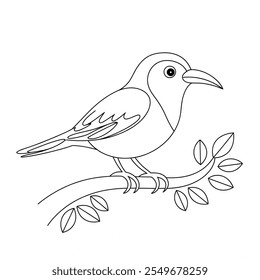 A black and white the bird coloring book of a line art 