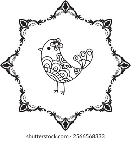 BLACK AND WHITE BIRD DESIGN