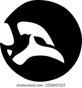 Black and white bird head in a circle 