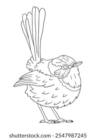 Black and white bird illustration perfect for coloring books, adult coloring pages, or creative art projects. Features intricate details and nature-inspired design