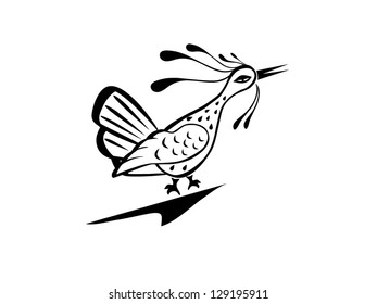 black and white bird print