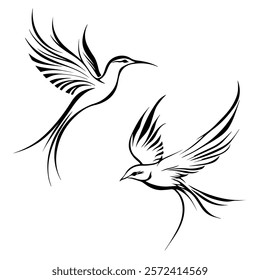 Black and white bird vector illustration depicted