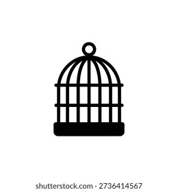 Black and white birdcage with a hook on wire